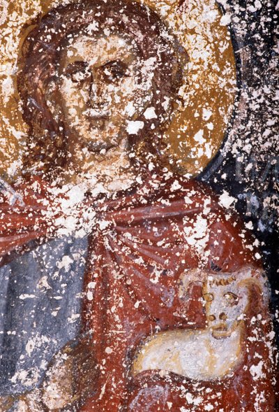ギリシャ・クレタ島ヴリティアス、ソティラス・クリストスのビザンチン様式教会のフレスコ画「キリスト」（写真 作： Unbekannt Unbekannt
