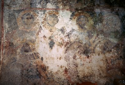 破損した聖人のフレスコ画（ギリシャ、クレタ島ヴォウタス、メタモルフォシス・ソティロス教会）（写真 作： Unbekannt Unbekannt