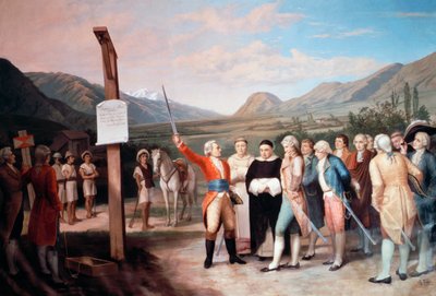 1606年、クリストバル・デ・トロヤによるイバラダの街の創設（エクアドル 作： Unbekannt Unbekannt