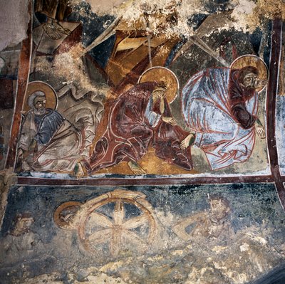 ビザンチン様式のアギオス・ゲオルギオス・キシフォフォロス教会の聖人のフレスコ画（ギリシャ、クレタ島アポドゥルー）（写真 作： Unbekannt Unbekannt