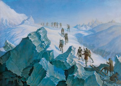 1785年8月、モンブラン山頂から戻るオラス＝ベネディクト・ド・ソシュールの探検隊 作： Unbekannt Unbekannt