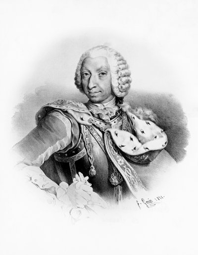 1730年からサルデーニャ王となったサヴォイ家のシャルル・エマニュエル3世（1701-1773）の肖像、フランチェスコ・ゴニン（1808-1889）の素描によるエングレーヴィング 作： Unbekannt Unbekannt