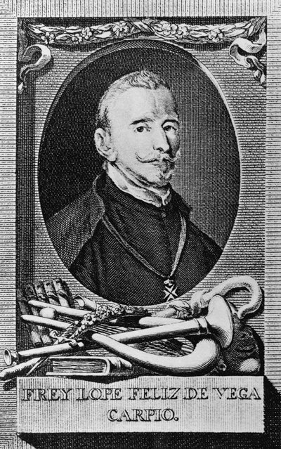 フェリックス・ロペ・デ・ベガ・イ・カルピオ（1562-1635）の肖像（スペインの小説家、詩人、劇作家、エングレービング 作： Unbekannt Unbekannt