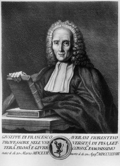 イタリアの法学者・博物学者ジュゼッペ・アヴェラーニ（アヴェラーヌス）（1662-1738）の肖像、アレグリーニ社発行の『トスカナの名士たちの肖像画集』よりエッチング 作： Unbekannt Unbekannt