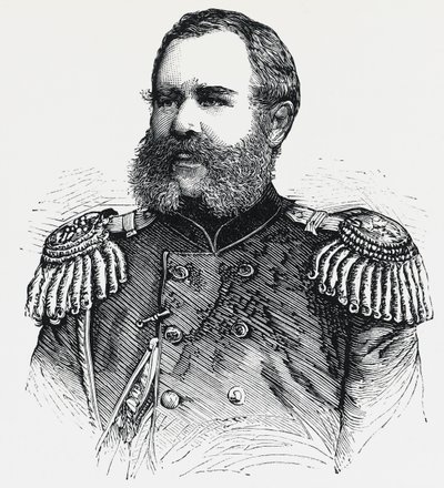 ロシアの将軍ニコライ・オブルチェフ（1830-1904）の肖像、エングレービング 作： Unbekannt Unbekannt