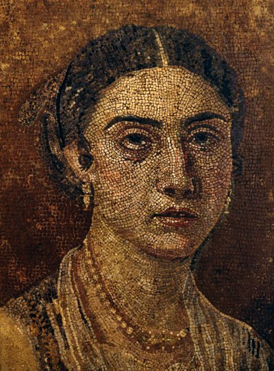 若い女性の肖像、ヘルクラネウムのモザイク画。ローマ文明 作： Unbekannt Unbekannt