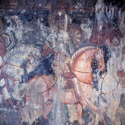 ギリシャ、クレタ島パライア・ルーマタ教会のフレスコ画「馬上の聖人」（写真 作： Unbekannt Unbekannt