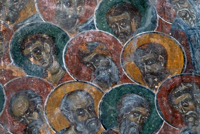 聖人たち（ギリシャ、クレタ島、アニサラキのアギア・パラスケヴィ教会の天井のフレスコ画）（写真 作： Unbekannt Unbekannt