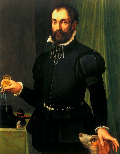 時計、腕時計、アナログ 時計を持つ男性の肖像、1558年頃 作： Unbekannt Unbekannt