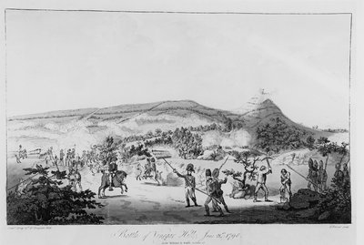 1798年6月21日、ヘンリーブロカス（1762-1837）によって彫刻された酢の丘の戦い（色については123758を参照） 作： Lieutenant Carey