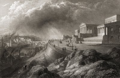 1832年にロンドンで出版された、E。グドールによって彫刻された「ヨーロッパの主要都市のいくつかの選択されたビュー」からのエジンバラの新しい王立高校 作： Lieutenant Colonel Batty