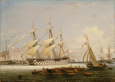 ポーツマス港に入る3階建て車、1836年 作： Lieutenant Robert Strickland Thomas