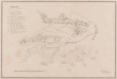 グズニーの要塞のスケッチ。1839年7月23日に嵐で破壊された（リトグラフ 作： Lieutenant Thomas (after) Wingate