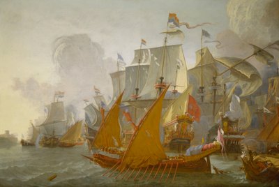 オランダ艦隊とバーバリ海賊の戦い 1670年頃（油絵） 作： Lieve Verschuier