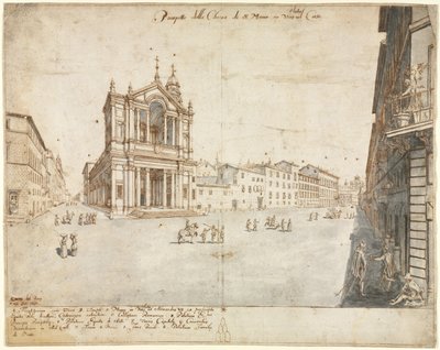 ローマの18のビュー：Via Lataのサンタマリア、1665年。 作： Lievin Cruyl