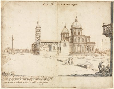 ローマの18の眺め：サンタマリアマッジョーレ大聖堂、1664年。 作： Lievin Cruyl