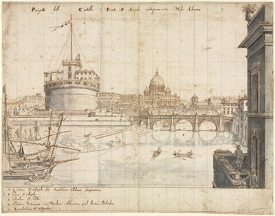 ローマの18の眺め：サンタンジェロ城、1665年。 作： Lievin Cruyl