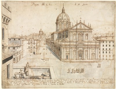 ローマ十八景：サンティニャツィオ教会、1665年。 作： Lievin Cruyl