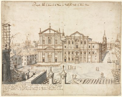 ローマの18の景色：ヴァリチェッラのサンタマリア教会、1665年。 作： Lievin Cruyl