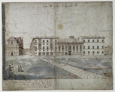 ローマの 18 のビュー: The Collegio di Propaganda Fide recto、1665 年。 作： Lievin Cruyl