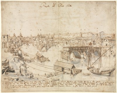 ローマの18の眺め：ポンテ・ロット、1665。 作： Lievin Cruyl