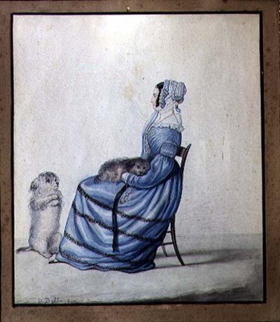 マリアンヌ・カートライトとペットの犬の肖像 作： Lili Cartwright