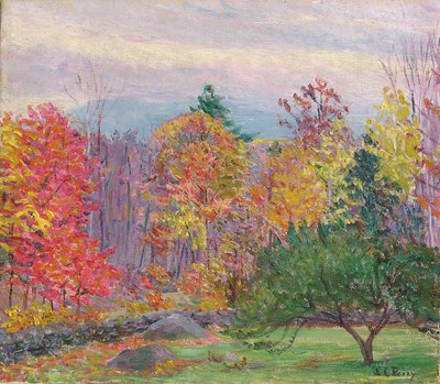 1923年10月、ニューハンプシャー州ハンコックの風景（キャンバスに油彩） 作： Lilla Cabot Perry