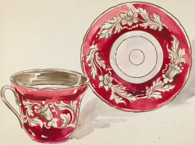 カップ＆ソーサー、1936年頃。 作： Lillian Causey