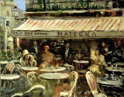 コーナー・カフェ（油彩・キャンバス） 作： Lillian Matilda Genth