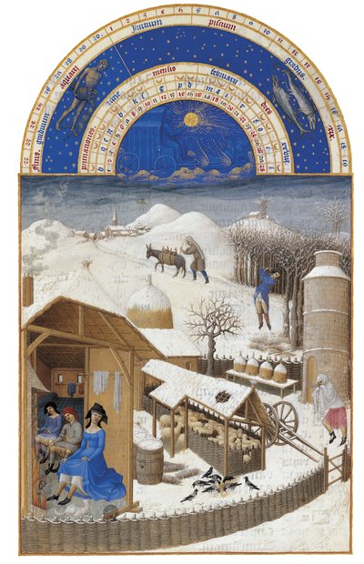 2月1412〜1416年、ベリー公の非常に豊かな時間。 作： Limbourg Brothers