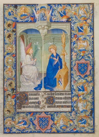 ベリー公の時間集。受胎告知。 1405-08 - 09 作： Limbourg Brothers
