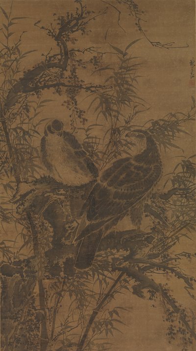 雑木林の二羽の鷹 15世紀中頃 作： Lin Liang