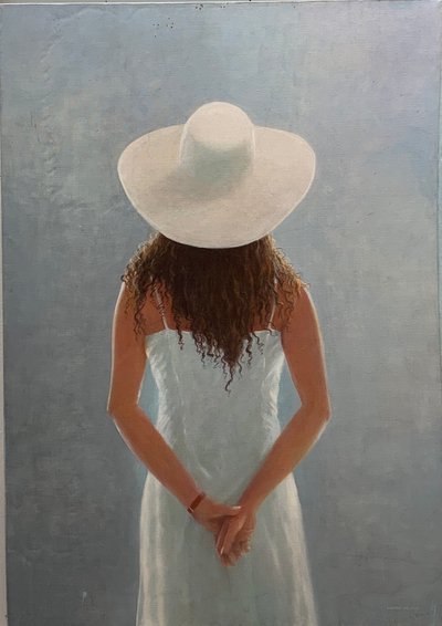 少女の後ろ姿（キャンバスに油彩） 作： Lincoln Seligman