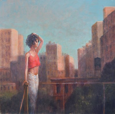 ルーフトップに立つ少女（ニューヨーク 作： Lincoln Seligman