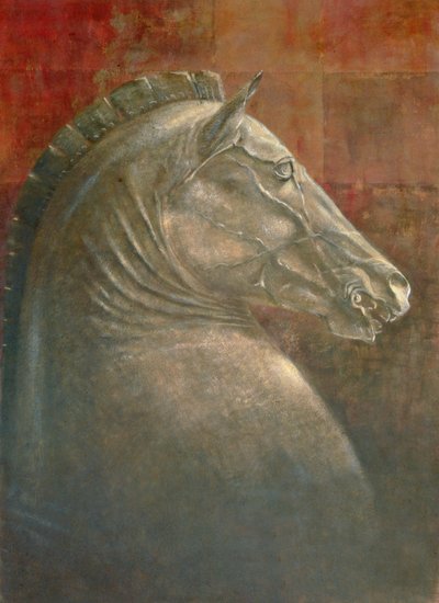 馬の頭、1990（紙にアクリル） 作： Lincoln Seligman