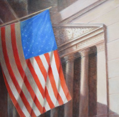 星条旗、N.Y.証券取引所 作： Lincoln Seligman