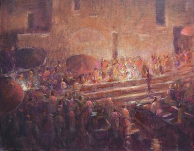 夜のバラナシの階段 作： Lincoln Seligman