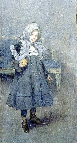 灰色のボンネットの少女 作： Lino Selvatico