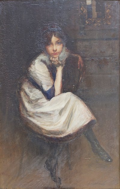 座る少女の肖像 作： Lino Selvatico