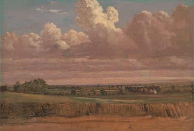 麦畑のある風景、1850年代頃。 作： Lionel Constable