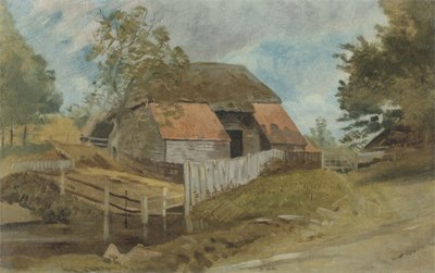 古い納屋、1855年頃（パネルに油彩） 作： Lionel Constable