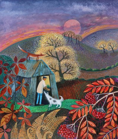 一日の終わり」2018年、(紙にアクリル絵の具) 作： Lisa Graa Jensen
