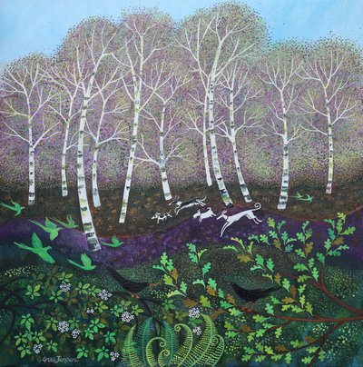 Green Parrots, 2024（キャンバスにアクリル絵具） 作： Lisa Graa Jensen