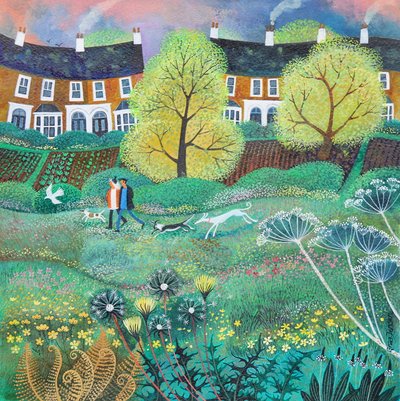 グリーンベルト, 2019,(acrylics on paper ) 作： Lisa Graa Jensen