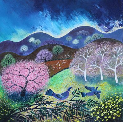 ピンクの木、2024年（リネンにアクリル絵の具） 作： Lisa Graa Jensen