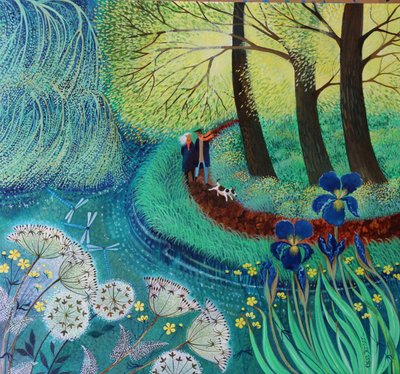 River Wey walk, 2017,(acrylics on paper) 作： Lisa Graa Jensen