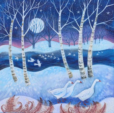 雪の飛行、2024年（アクリル、リネン） 作： Lisa Graa Jensen