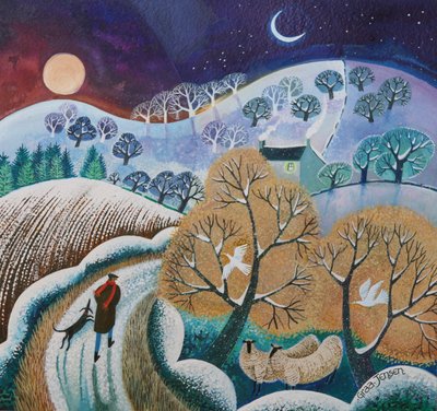 Snowy Winter Walk、2017、（紙にアクリルインク） 作： Lisa Graa Jensen