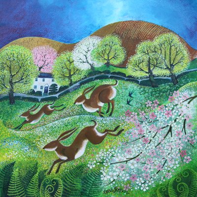 Spring Hares 2, 2025（キャンバスにアクリル絵の具） 作： Lisa Graa Jensen