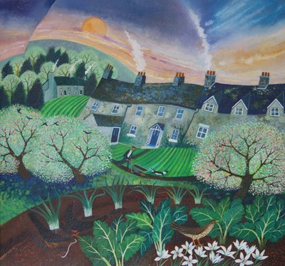 春の緑、2016年（紙にアクリルインク） 作： Lisa Graa Jensen